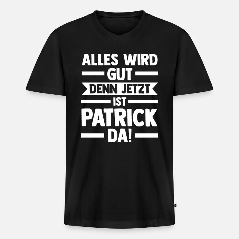 Patrick - Männer Premium Bio T-Shirt mit V-Ausschnitt - Schwarz