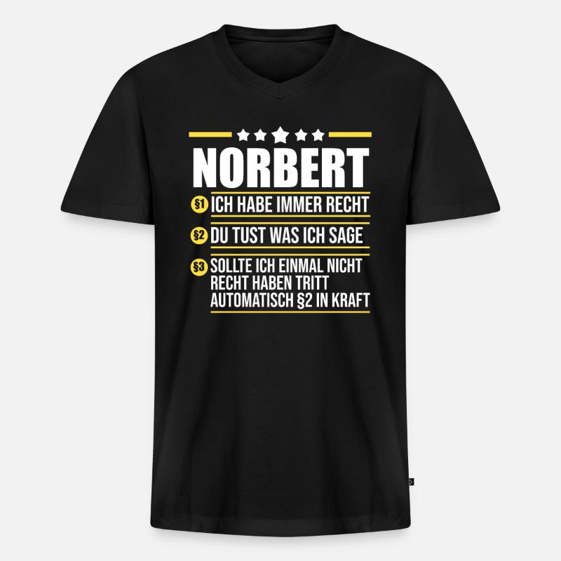 Norbert - Männer Premium Bio T-Shirt mit V-Ausschnitt - Schwarz