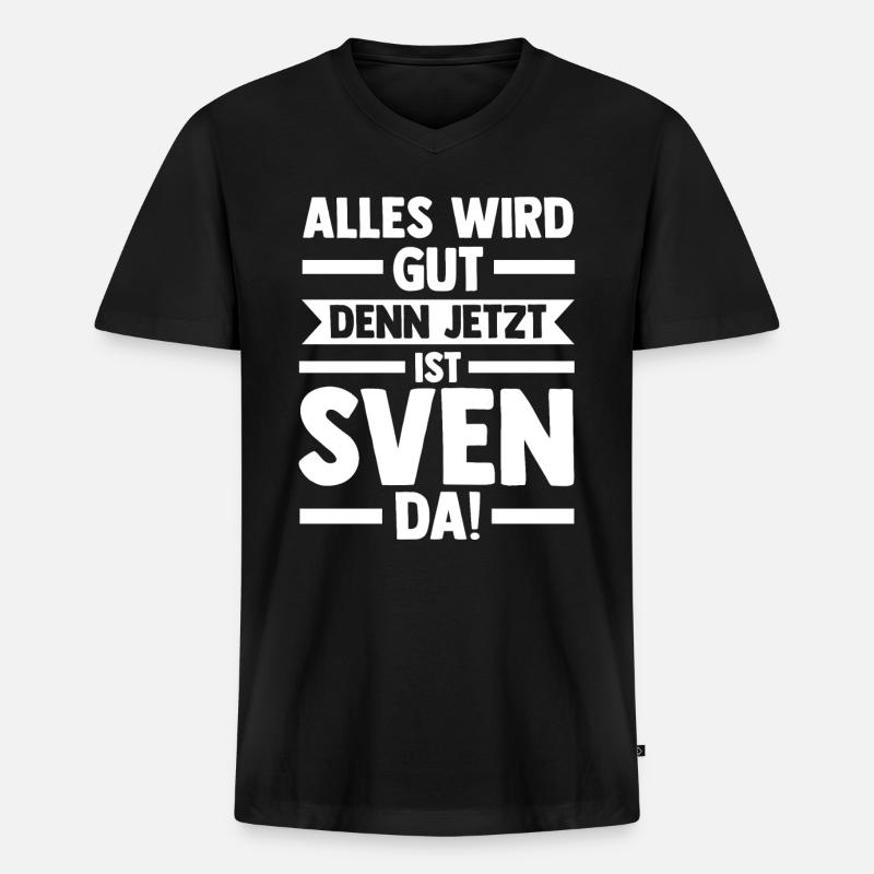 Sven - Männer Premium Bio T-Shirt mit V-Ausschnitt - Schwarz