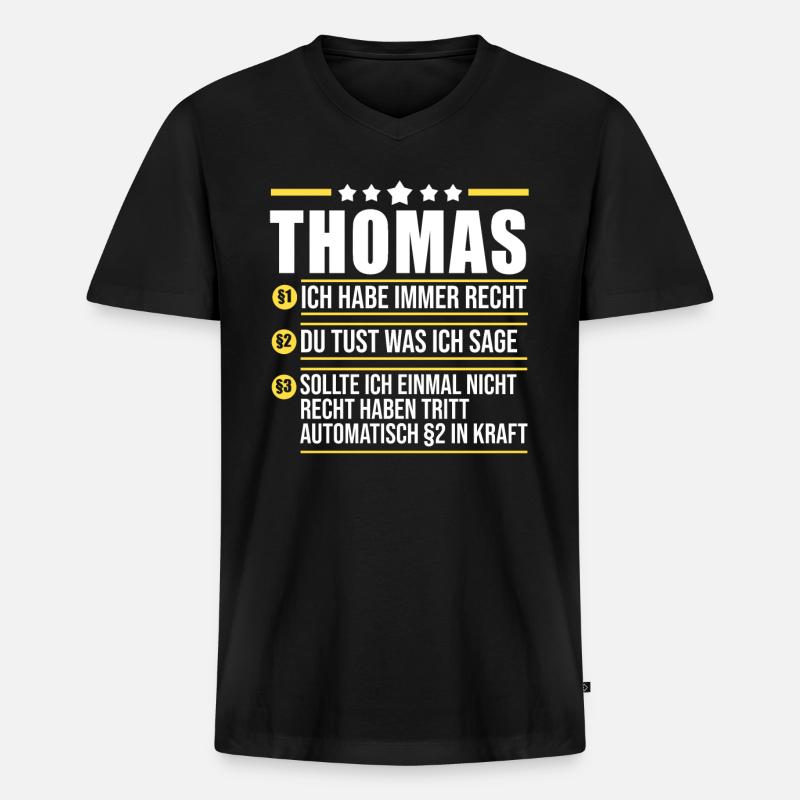 Thomas - Männer Premium Bio T-Shirt mit V-Ausschnitt - Schwarz