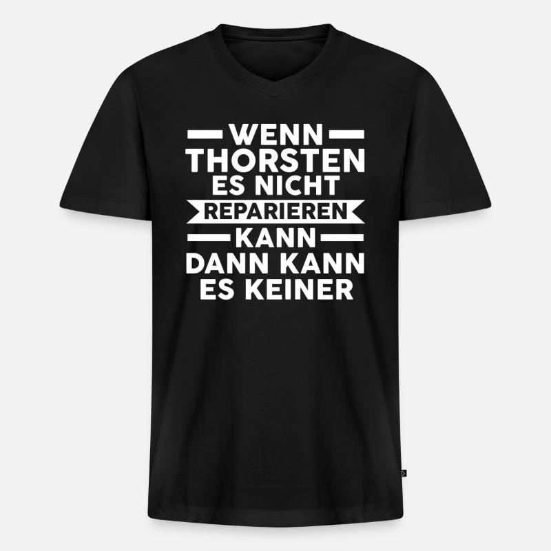 Thorsten - Männer Premium Bio T-Shirt mit V-Ausschnitt - Schwarz