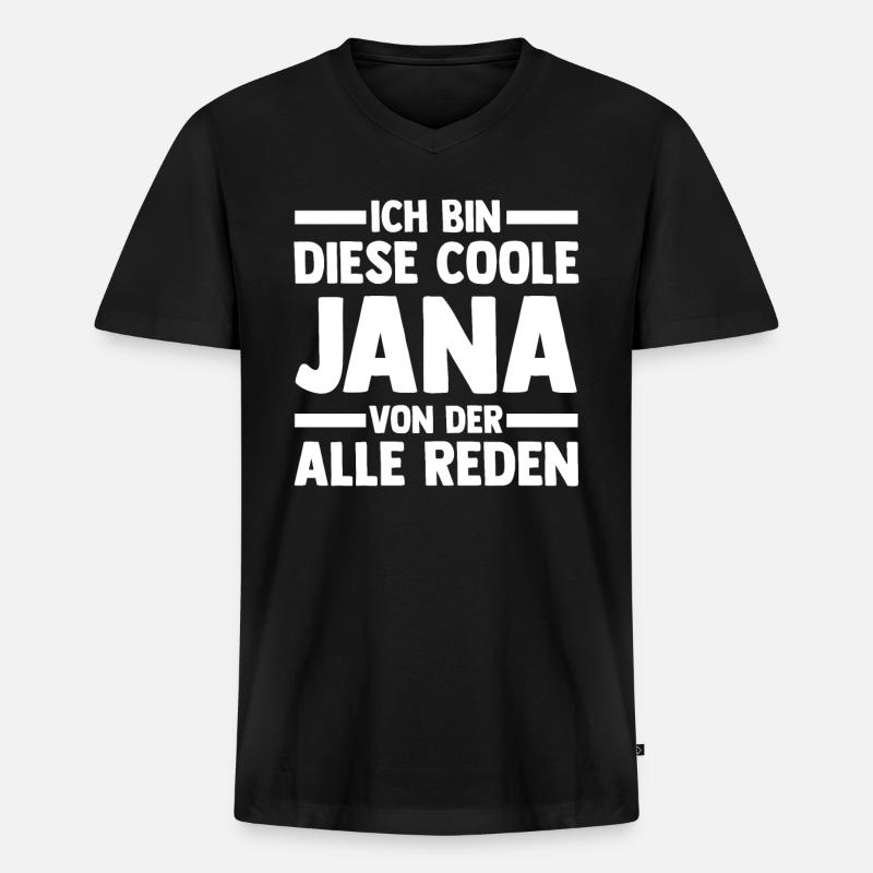 Jana - Männer Premium Bio T-Shirt mit V-Ausschnitt - Schwarz