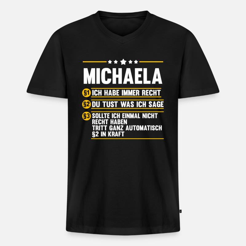 Michaela - Männer Premium Bio T-Shirt mit V-Ausschnitt - Schwarz