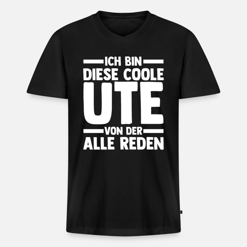 Ute - Männer Premium Bio T-Shirt mit V-Ausschnitt - Schwarz