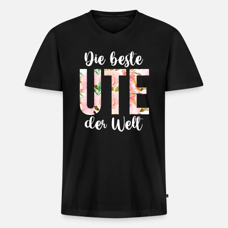 Ute - Männer Premium Bio T-Shirt mit V-Ausschnitt - Schwarz