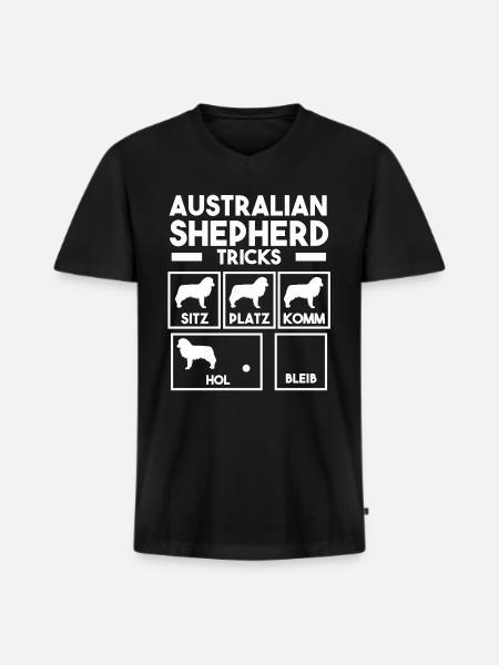 Hund Australian Shepherd - Männer Premium Bio T-Shirt mit V-Ausschnitt - Schwarz