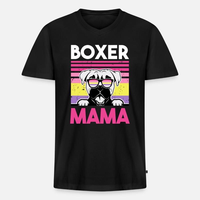 Hund Boxer Mama - Männer Premium Bio T-Shirt mit V-Ausschnitt - Schwarz