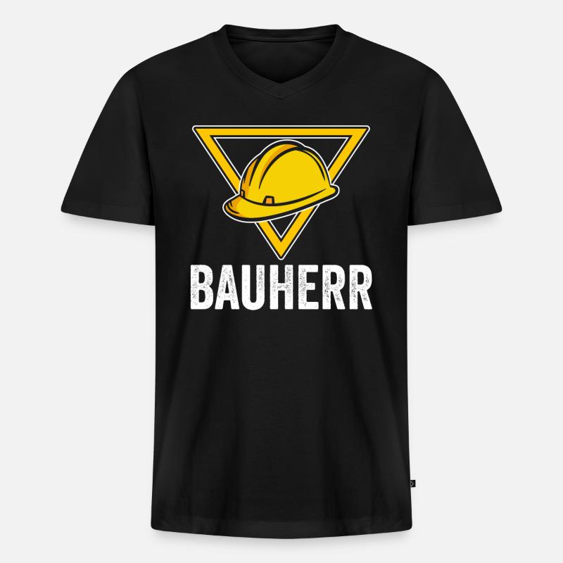 Bauherr - Männer Premium Bio T-Shirt mit V-Ausschnitt - Schwarz