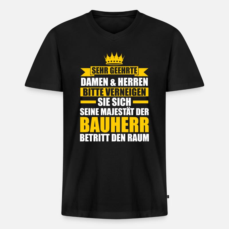 Bauherr - Männer Premium Bio T-Shirt mit V-Ausschnitt - Schwarz