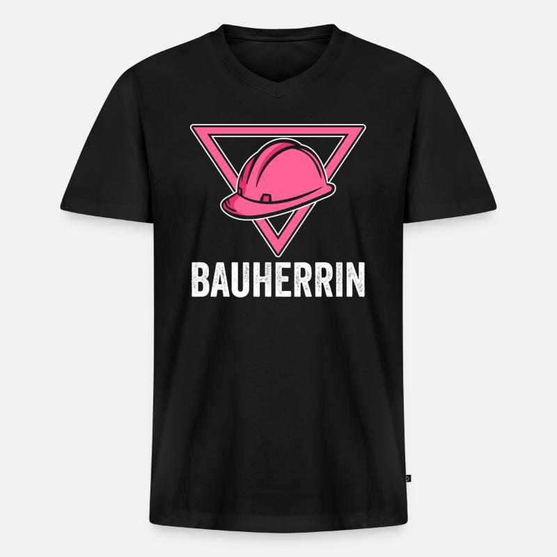 Bauherrin - Männer Premium Bio T-Shirt mit V-Ausschnitt - Schwarz