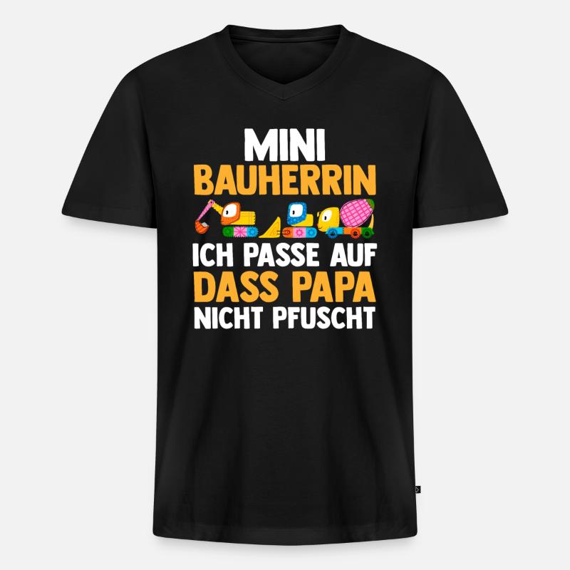 Bagger Bauherrin - Männer Premium Bio T-Shirt mit V-Ausschnitt - Schwarz