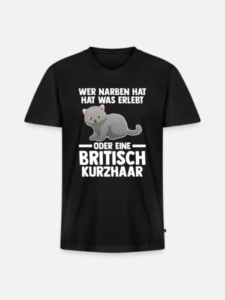 Britisch Kurzhaar Katze - Männer Premium Bio T-Shirt mit V-Ausschnitt - Schwarz