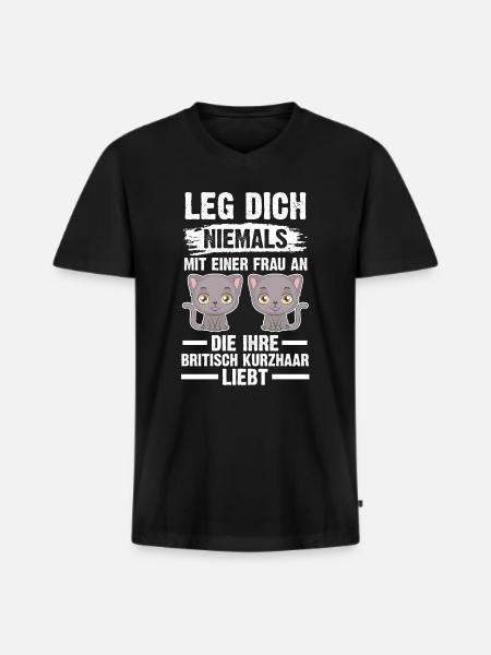 Britisch Kurzhaar Katze - Männer Premium Bio T-Shirt mit V-Ausschnitt - Schwarz
