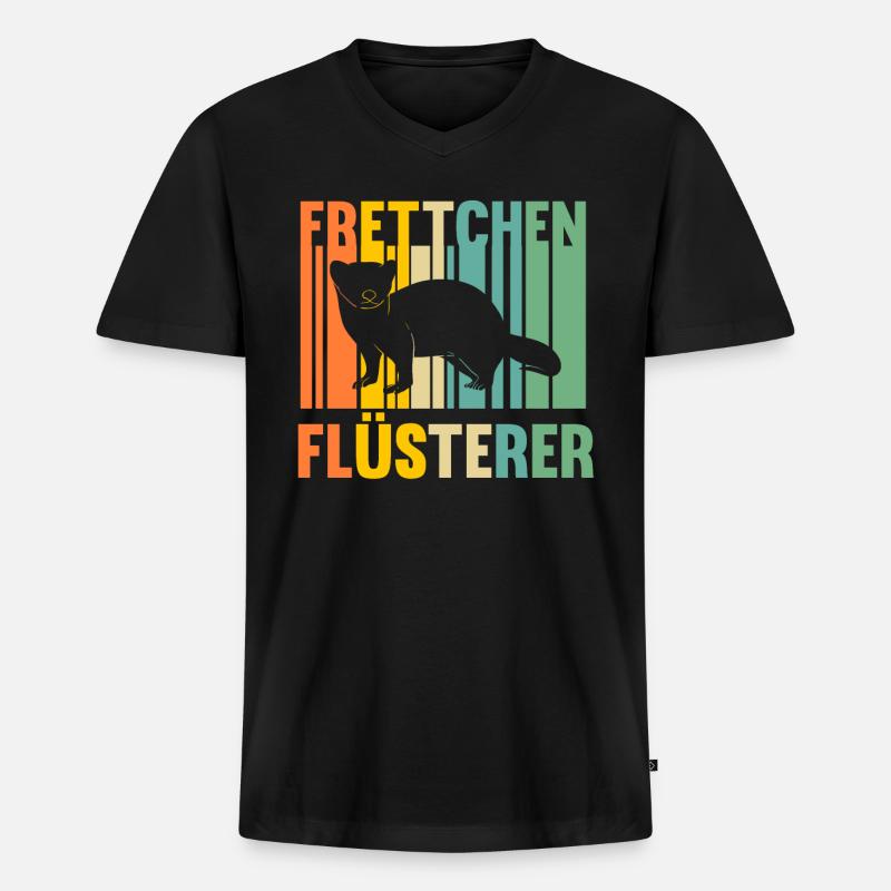 Frettchen Flüsterer - Männer Premium Bio T-Shirt mit V-Ausschnitt - Schwarz