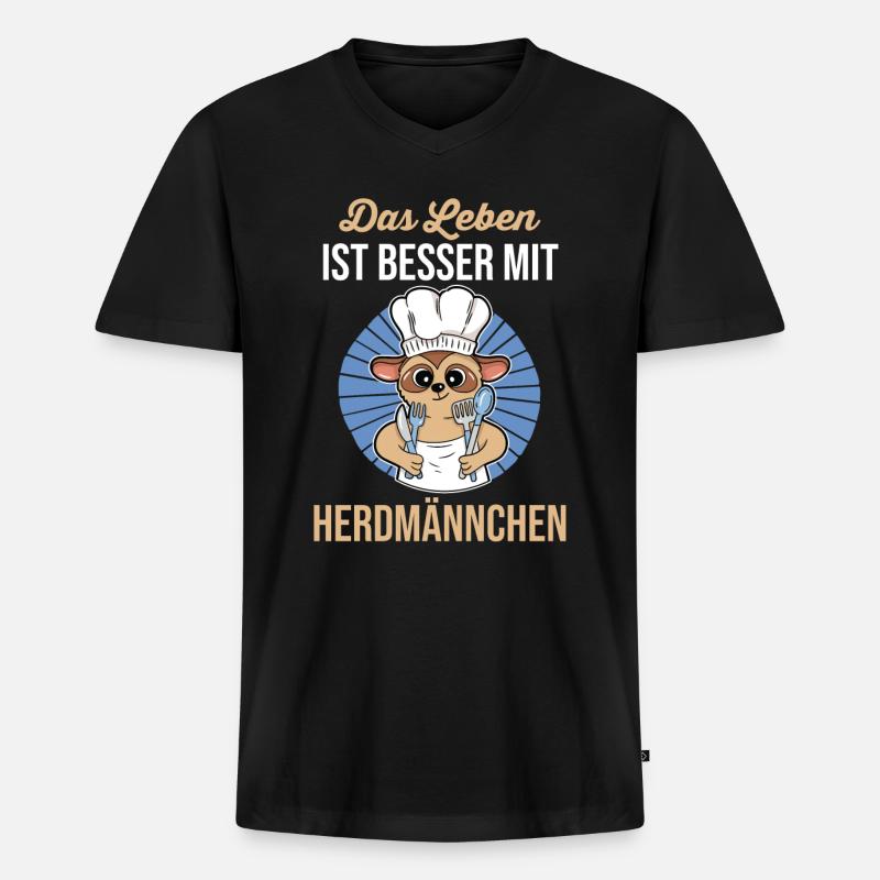 Erdmännchen Herdmännchen - Männer Premium Bio T-Shirt mit V-Ausschnitt - Schwarz