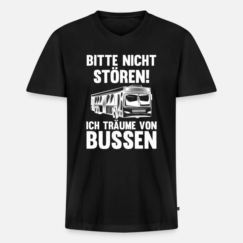 Busfahrer Bus - Männer Premium Bio T-Shirt mit V-Ausschnitt - Schwarz