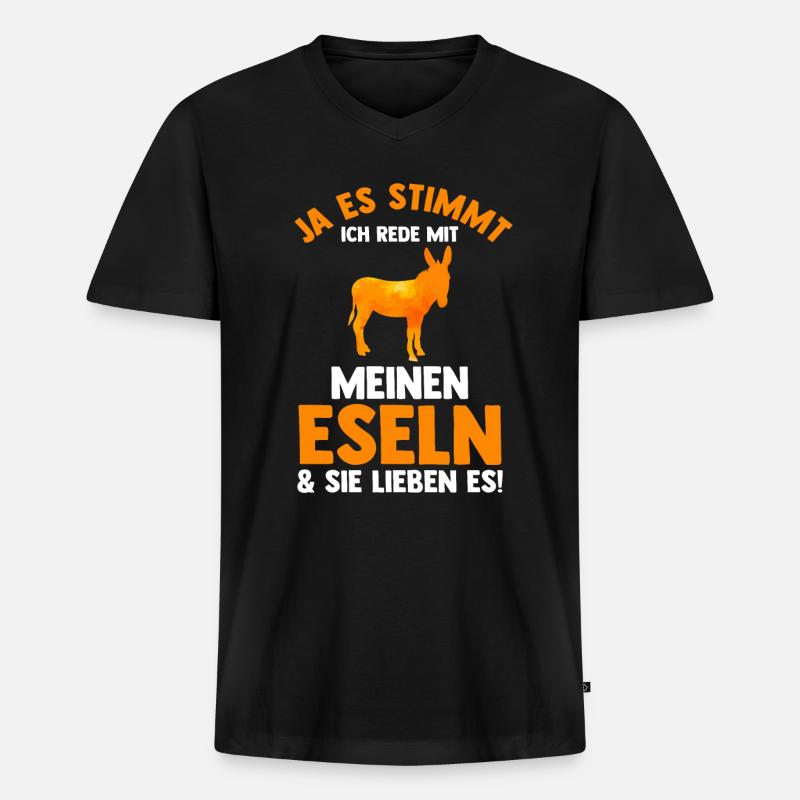 Esel - Männer Premium Bio T-Shirt mit V-Ausschnitt - Schwarz
