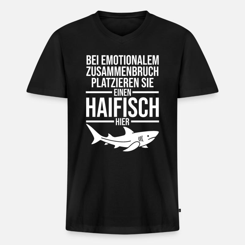 Fische Haifisch - Männer Premium Bio T-Shirt mit V-Ausschnitt - Schwarz