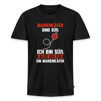 Marienkäfer - Männer Premium Bio T-Shirt mit V-Ausschnitt - Schwarz - Vorne - Nico (187cm)