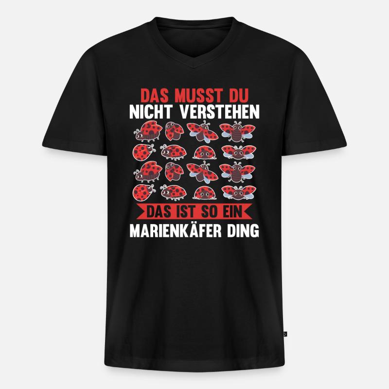 Marienkäfer - Männer Premium Bio T-Shirt mit V-Ausschnitt - Schwarz