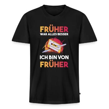 Früher War Alles Besser Ich Bin Von Früher - Männer Premium Bio T-Shirt mit V-Ausschnitt - Schwarz - Vorne - Nico (187cm)