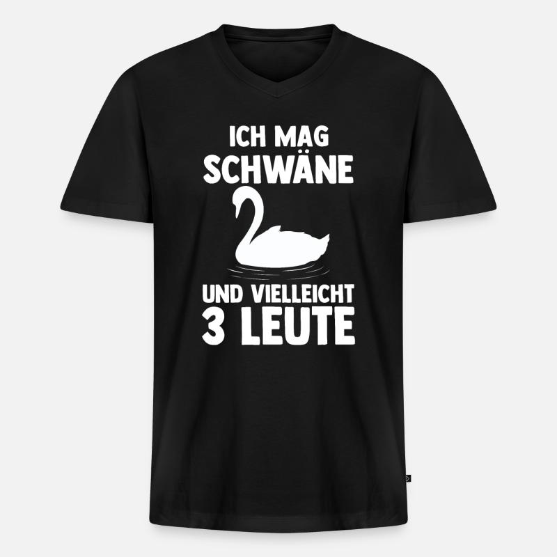 Schwan - Männer Premium Bio T-Shirt mit V-Ausschnitt - Schwarz