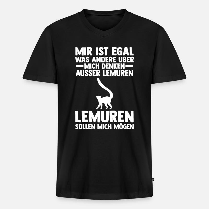 Lemur - Männer Premium Bio T-Shirt mit V-Ausschnitt - Schwarz