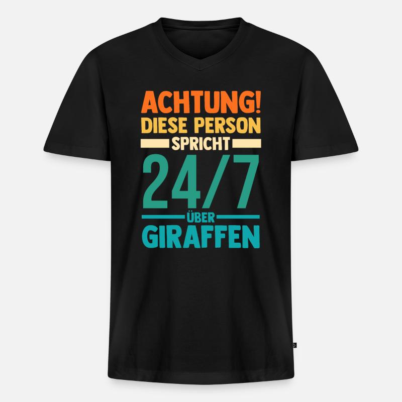 Giraffe Giraffen - Männer Premium Bio T-Shirt mit V-Ausschnitt - Schwarz
