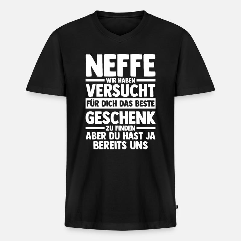 Neffe - Männer Premium Bio T-Shirt mit V-Ausschnitt - Schwarz