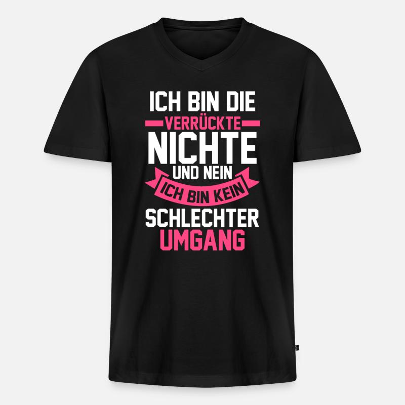 Nichte - Männer Premium Bio T-Shirt mit V-Ausschnitt - Schwarz