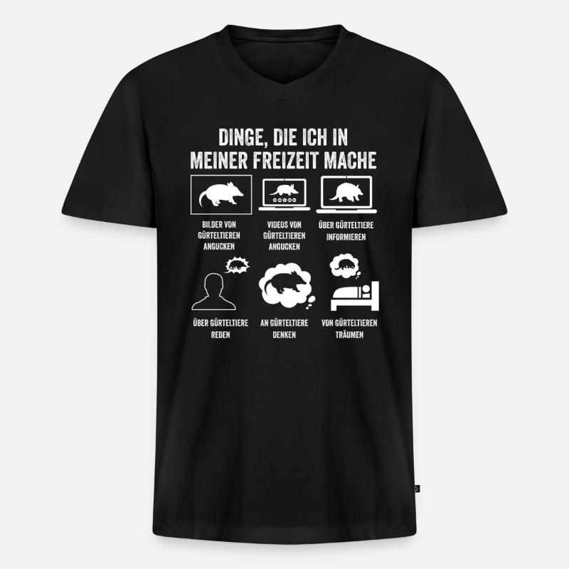 Gürteltier - Männer Premium Bio T-Shirt mit V-Ausschnitt - Schwarz