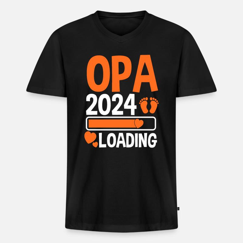 Werdender Opa 2025 - Männer Premium Bio T-Shirt mit V-Ausschnitt - Schwarz