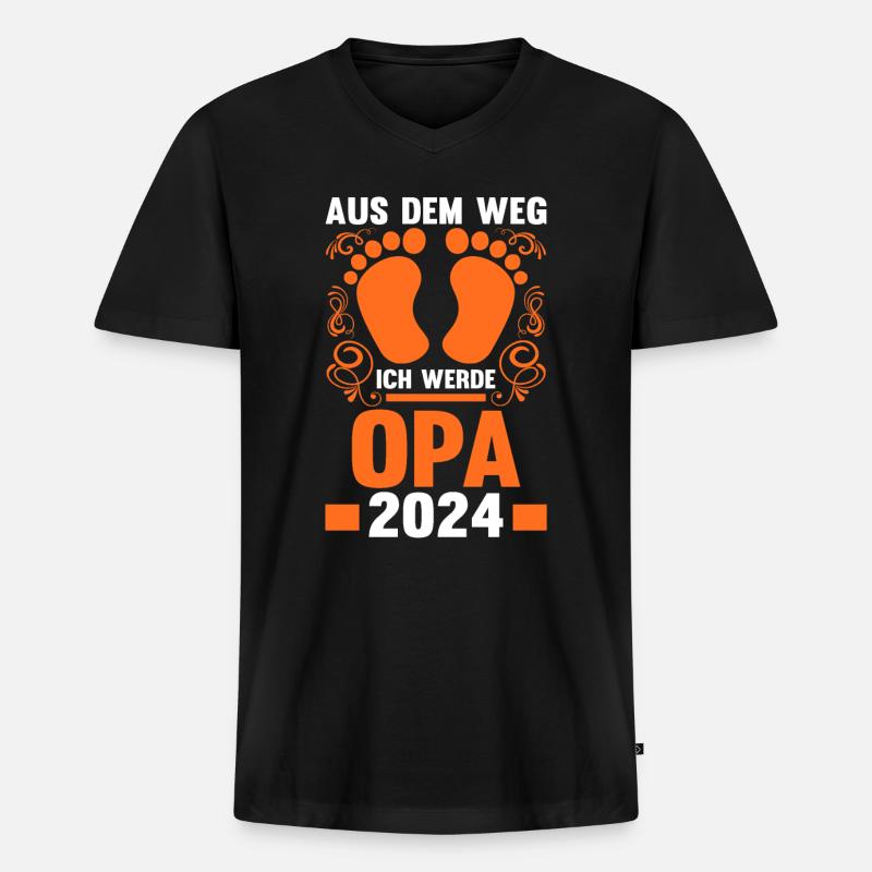 Werdender Opa 2043 - Männer Premium Bio T-Shirt mit V-Ausschnitt - Schwarz