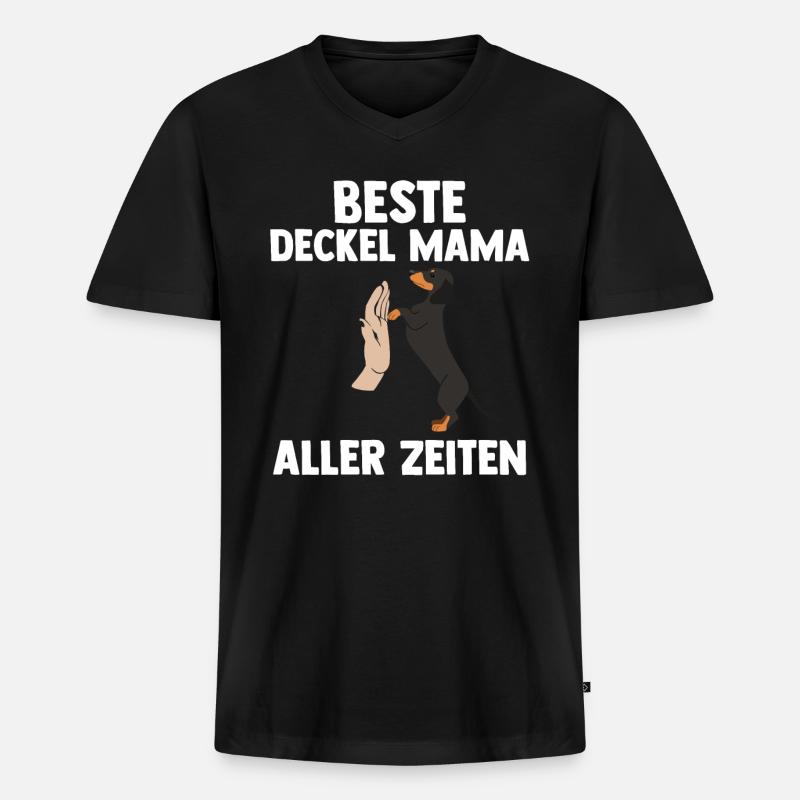 Hund Mutter Mama Dackel - Männer Premium Bio T-Shirt mit V-Ausschnitt - Schwarz