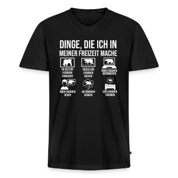 Eisbär Eisbären - Männer Premium Bio T-Shirt mit V-Ausschnitt - Schwarz - Vorne - Nico (187cm)