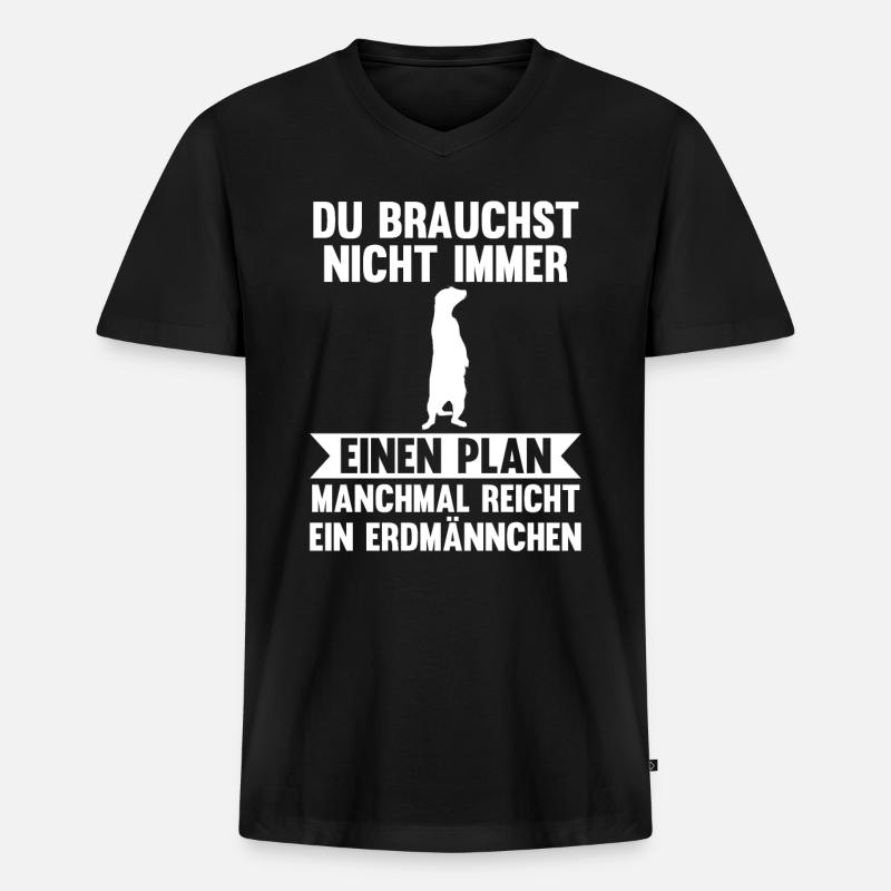 Erdmännchen - Männer Premium Bio T-Shirt mit V-Ausschnitt - Schwarz
