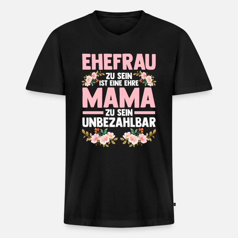 Ehefrau Mutter Mama - Männer Premium Bio T-Shirt mit V-Ausschnitt - Schwarz