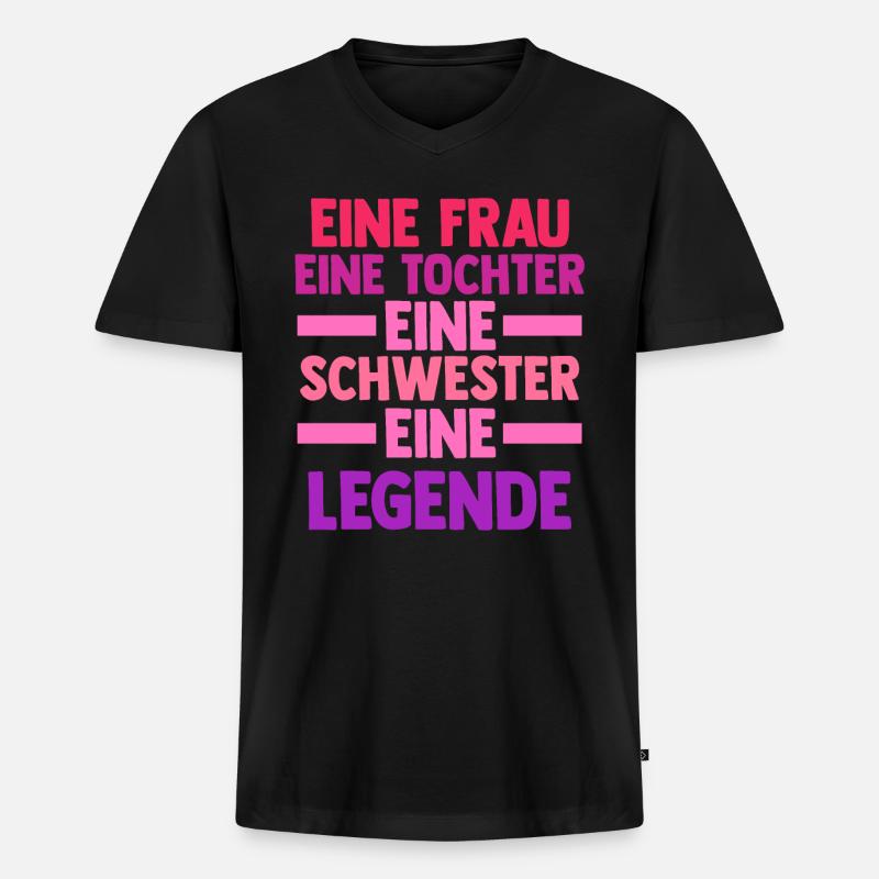 Tochter Schwester - Männer Premium Bio T-Shirt mit V-Ausschnitt - Schwarz