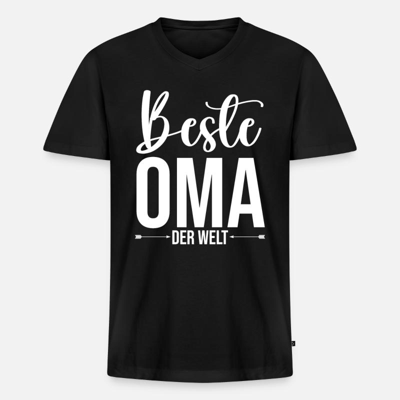 Großmutter Beste Oma - Männer Premium Bio T-Shirt mit V-Ausschnitt - Schwarz