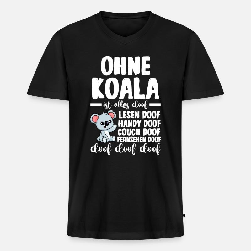 Koalabär Koala - Männer Premium Bio T-Shirt mit V-Ausschnitt - Schwarz