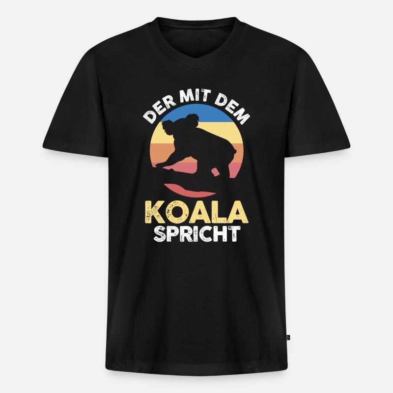 Koalabär Koala - Männer Premium Bio T-Shirt mit V-Ausschnitt - Schwarz