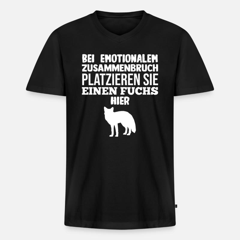 Fuchs - Männer Premium Bio T-Shirt mit V-Ausschnitt - Schwarz