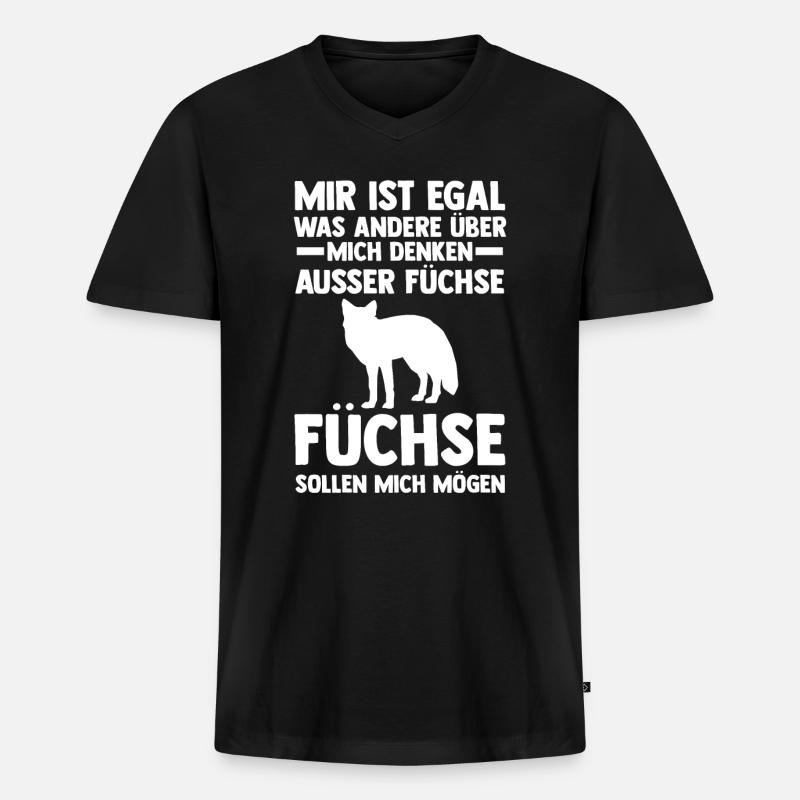 Fuchs - Männer Premium Bio T-Shirt mit V-Ausschnitt - Schwarz