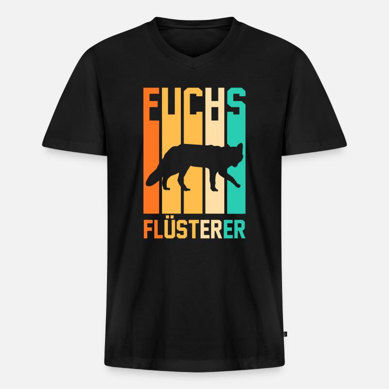 Fuchs - Männer Premium Bio T-Shirt mit V-Ausschnitt - Schwarz