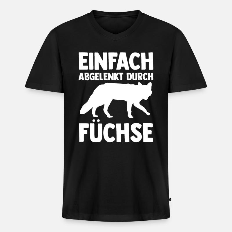 Fuchs - Männer Premium Bio T-Shirt mit V-Ausschnitt - Schwarz