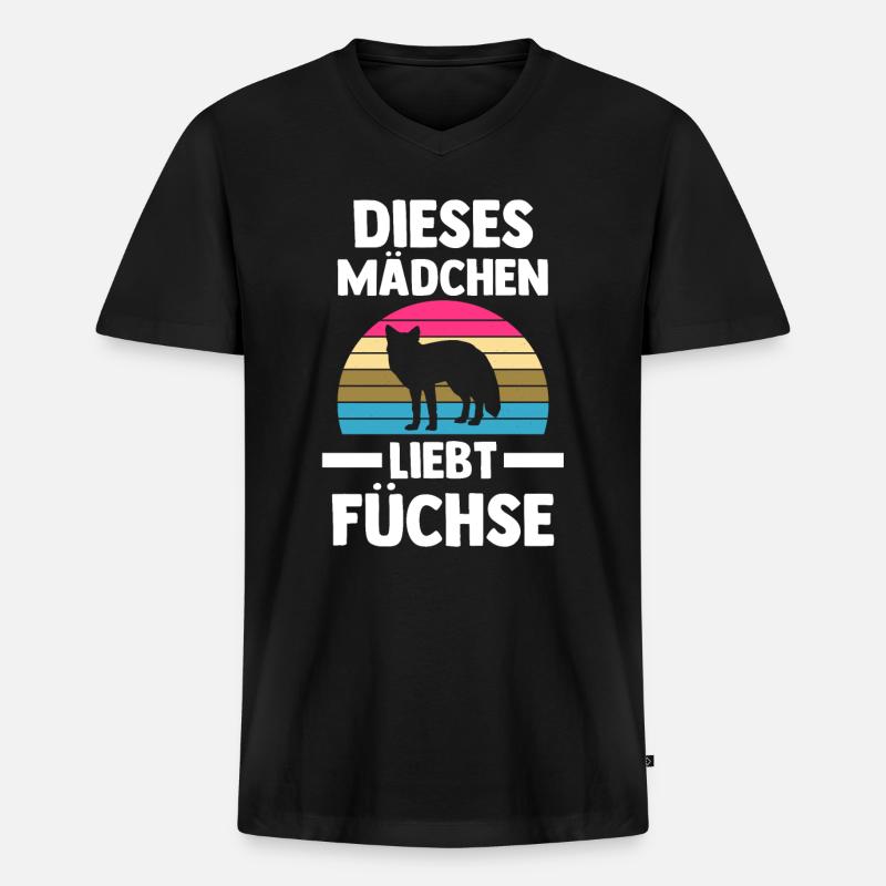 Fuchs - Männer Premium Bio T-Shirt mit V-Ausschnitt - Schwarz