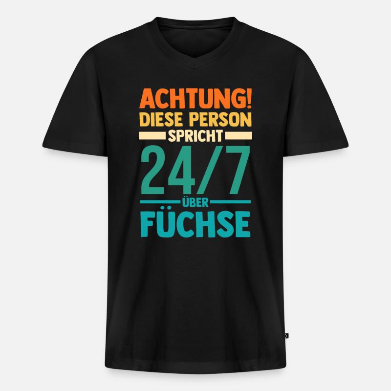 Fuchs - Männer Premium Bio T-Shirt mit V-Ausschnitt - Schwarz