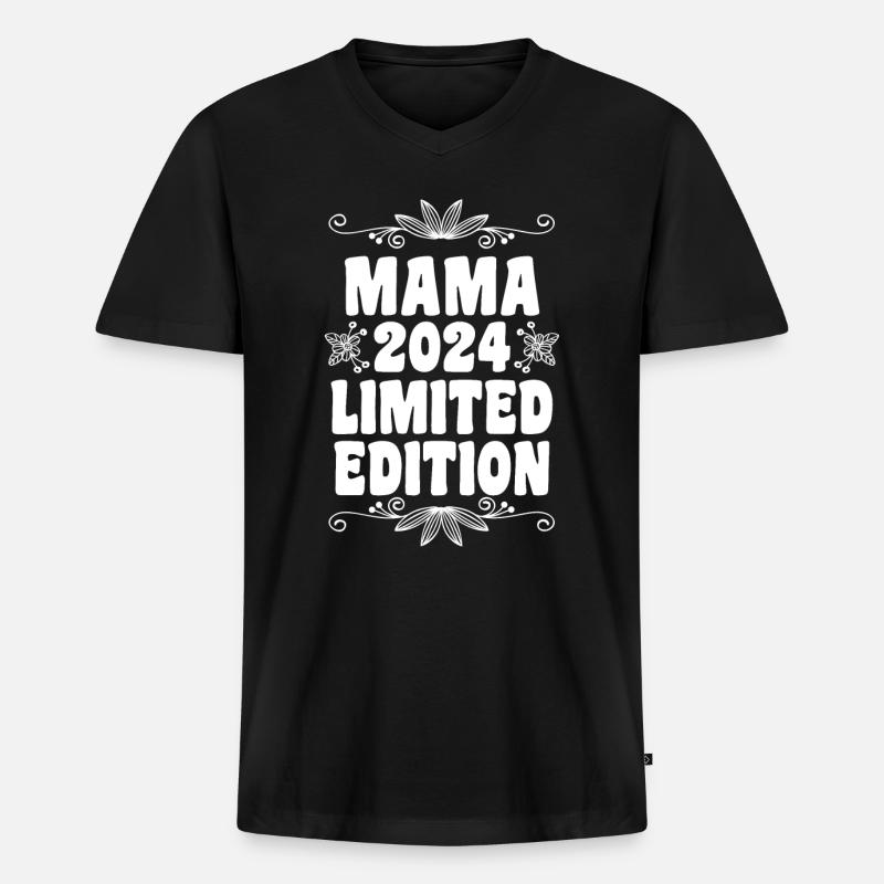 Werdende Mama 2024 - Männer Premium Bio T-Shirt mit V-Ausschnitt - Schwarz