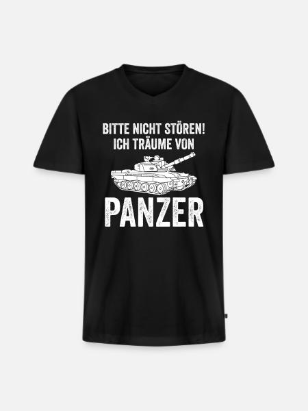 Panzerfahrer Soldat Panzer - Männer Premium Bio T-Shirt mit V-Ausschnitt - Schwarz