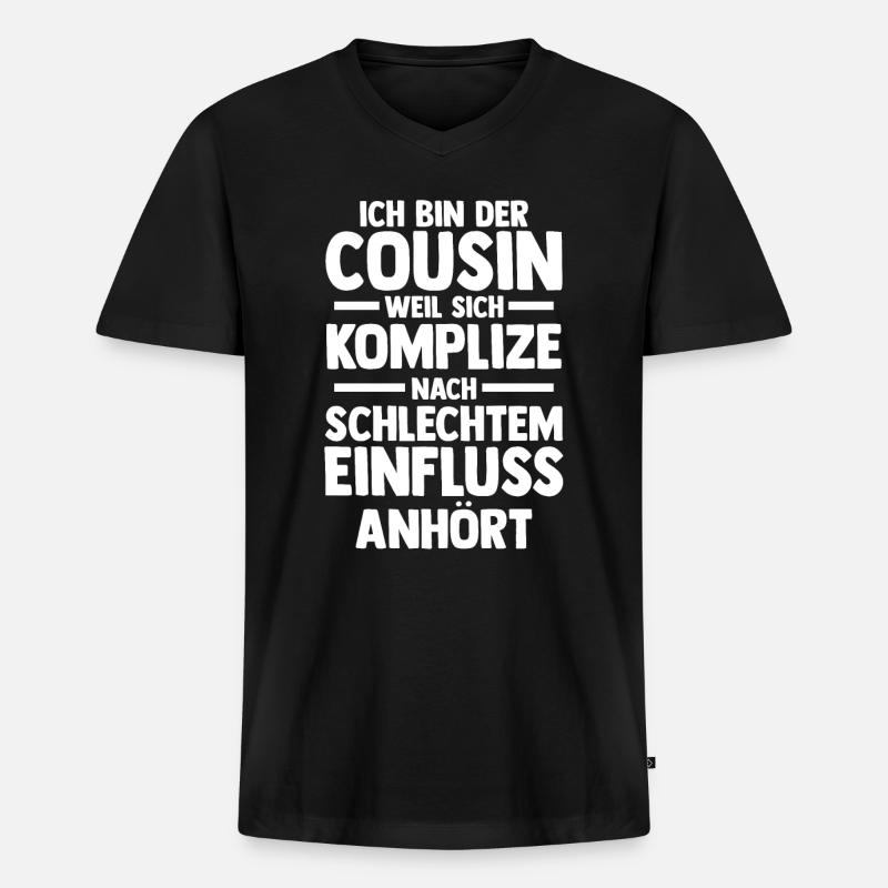Cousins Cousin - Männer Premium Bio T-Shirt mit V-Ausschnitt - Schwarz